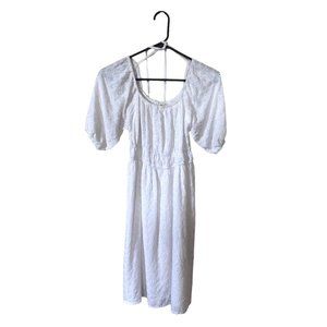 Sim&Sam Women's White Cottagecore Puffy Sleeve Knee Length Dress XS